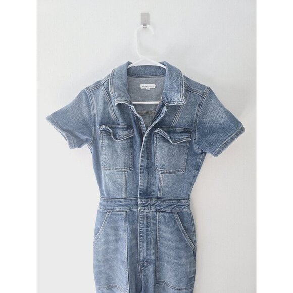Good American Fit For Success Denim Short Sleeves Cargo Cotton Jumpsuit 1 Small - Picture 4 of 13